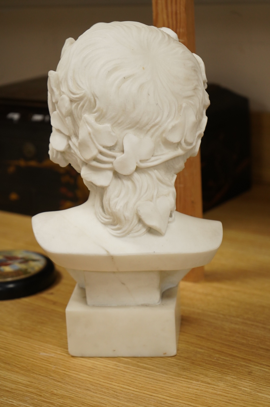 A Victorian carved marble bust, 32cm